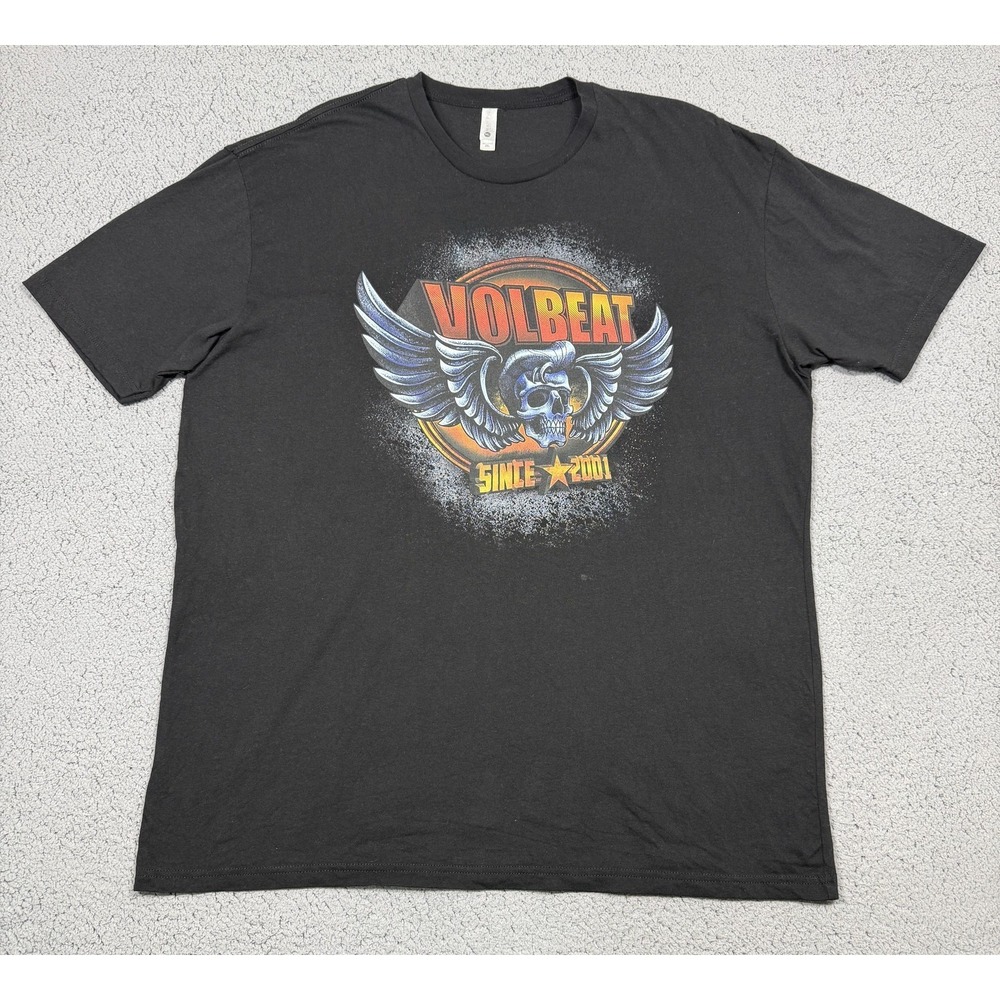 Volbeat Shirt Mens 2XL Black Since 2001 Skull Wings Graphic Band Tee Next Level